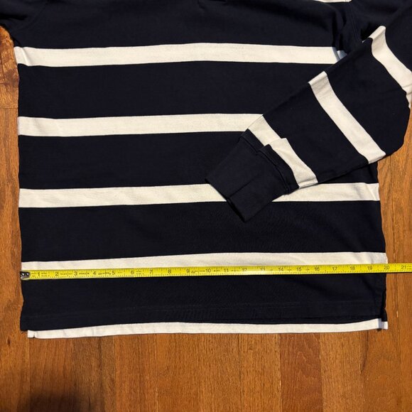 J.Crew Mens Long Sleeve Rugby T Shirt size Small Navy with White Stripes - Picture 11 of 11